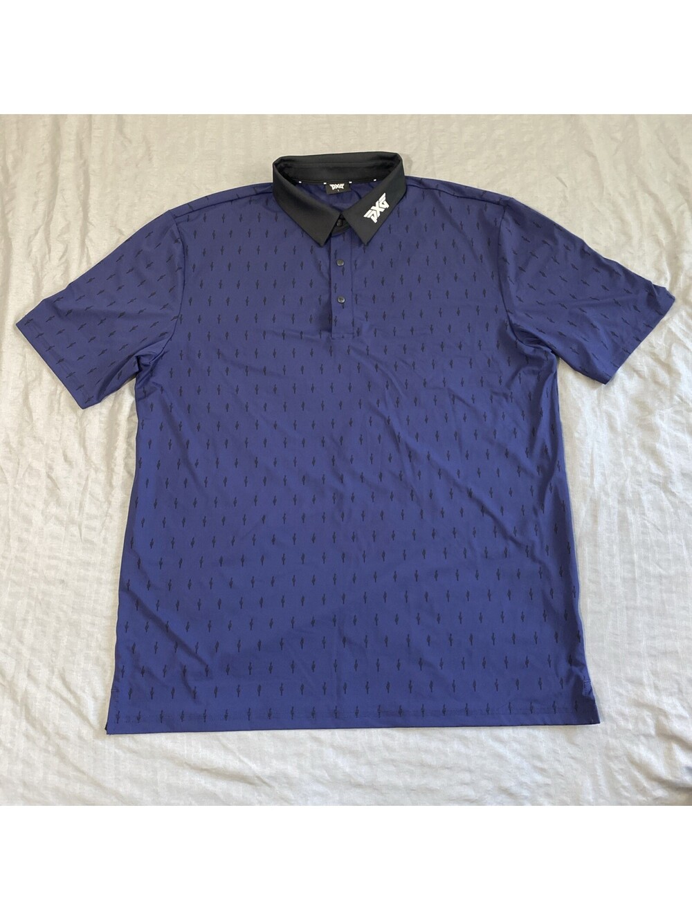 PXG Parsons Xtreme Golf Snap Polo Shirt Blue Cactus Print Performance Mens Large